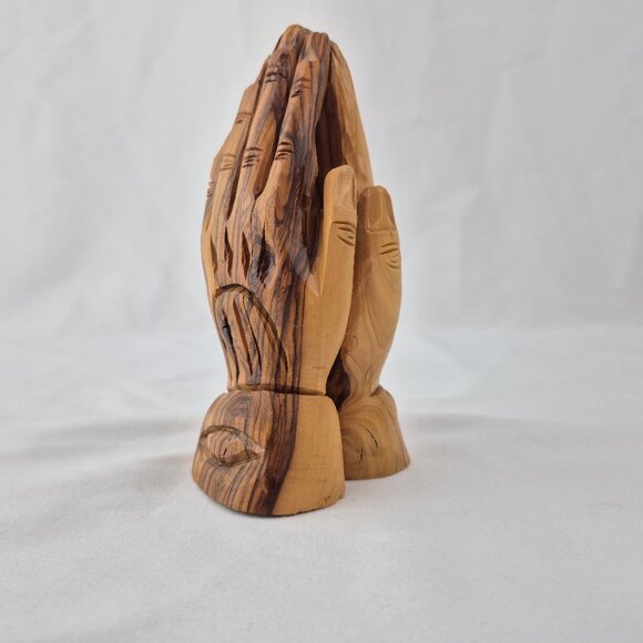 Praying Hands Sculpture Olive Wood Carving Made in Bethlehem - Picture 5 of 16